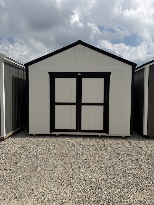 Apex Painted Classic shed with black-trimmed double barn doors